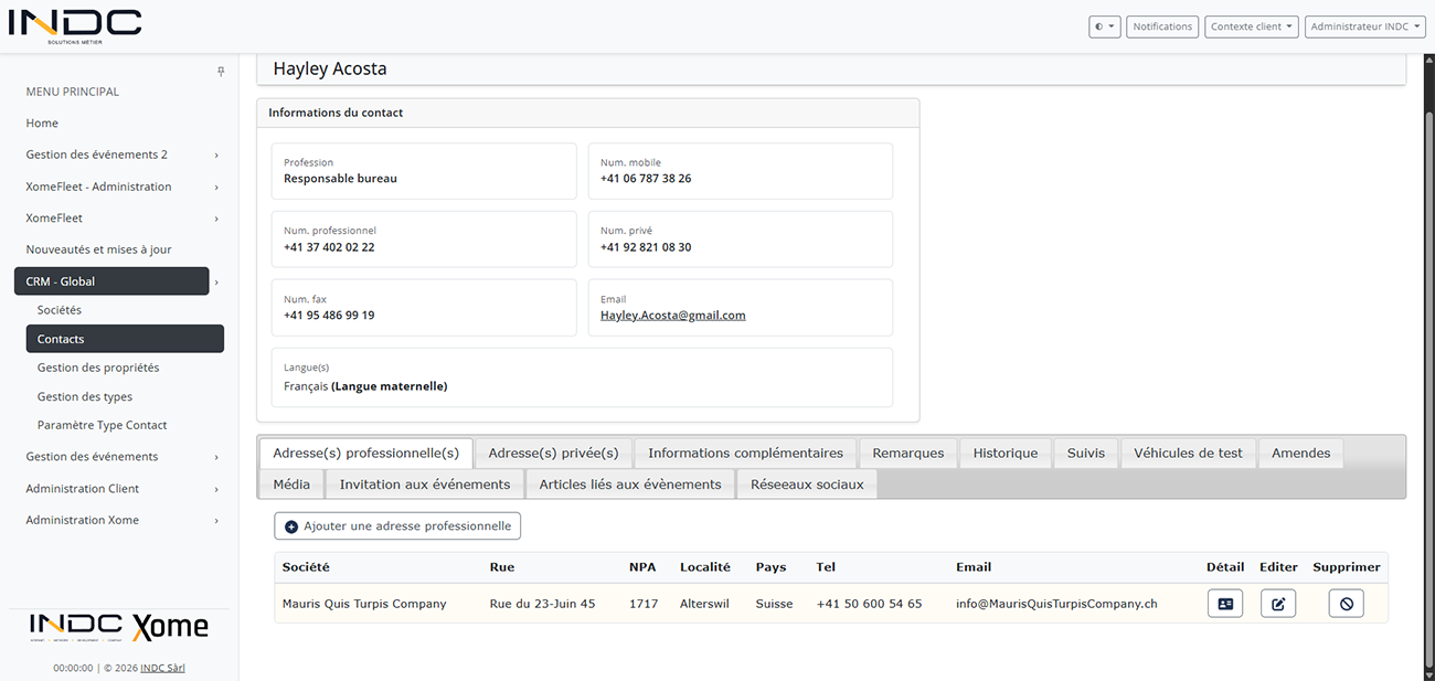 Fiche contact